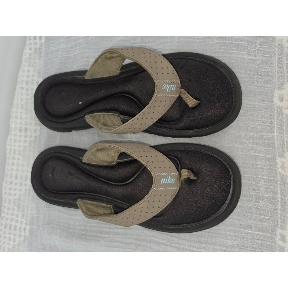 Nike Comfort Footbed Flip Flops Mens Brown Black Athletic Thong Sandals